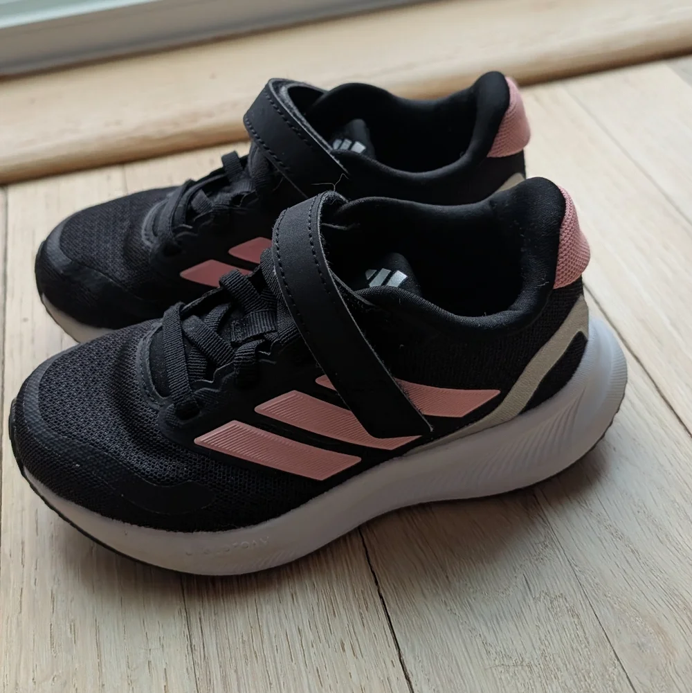 Adidas Runfalcon Cloudfoam Shoes Size Kids 10.5 Pink And Black